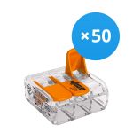 Lot 50x Wago 221-413 Connecteur Compact | 3 Câble connexion - Connecteur filaire