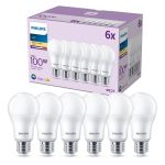 Lot 6x Philips Ampoule LED E27 Poire Dépolie 13W 1521lm - 827 Blanc Très Chaud
