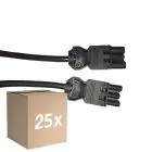 Multipack 25x Noxion GST - Compatibel Verlengkabel Zwart - Mannelijk + Vrouwlijk - 5m - 3 pole 1,5mm2